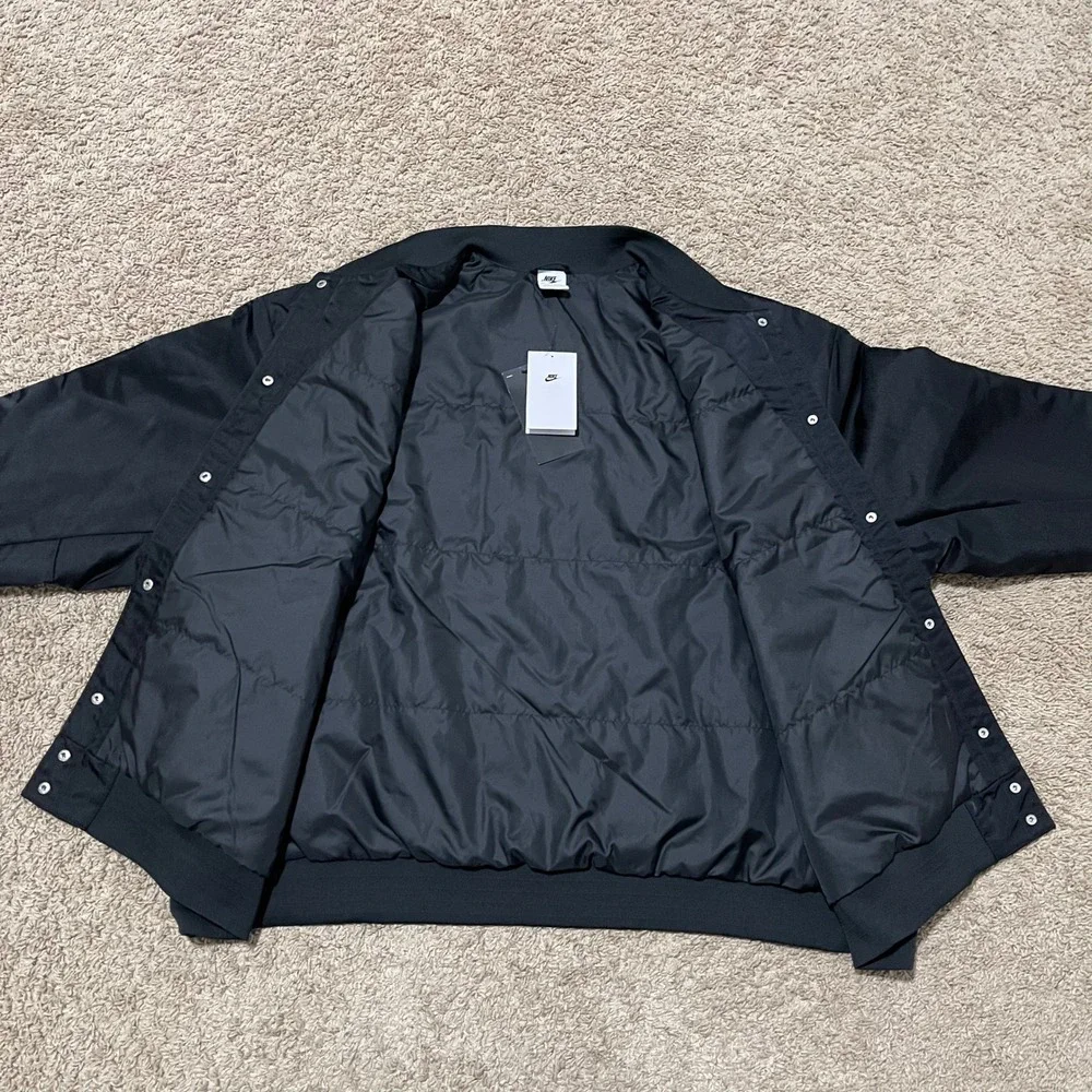 Nike Jacket Women 2XL XXL Black Sportswear Destroyer Bomber Oversized Woven - Picture 6 of 10